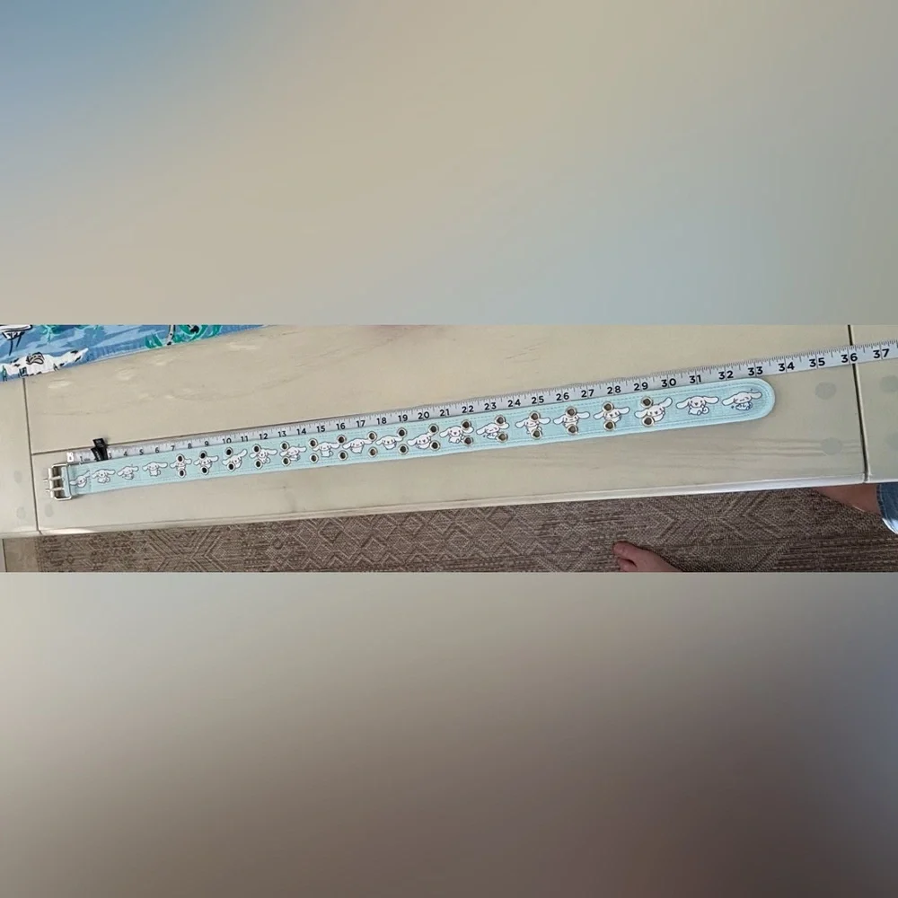 CINNAMOROLL Light Blue and White Canvas Belt with Silver Holes Size Small